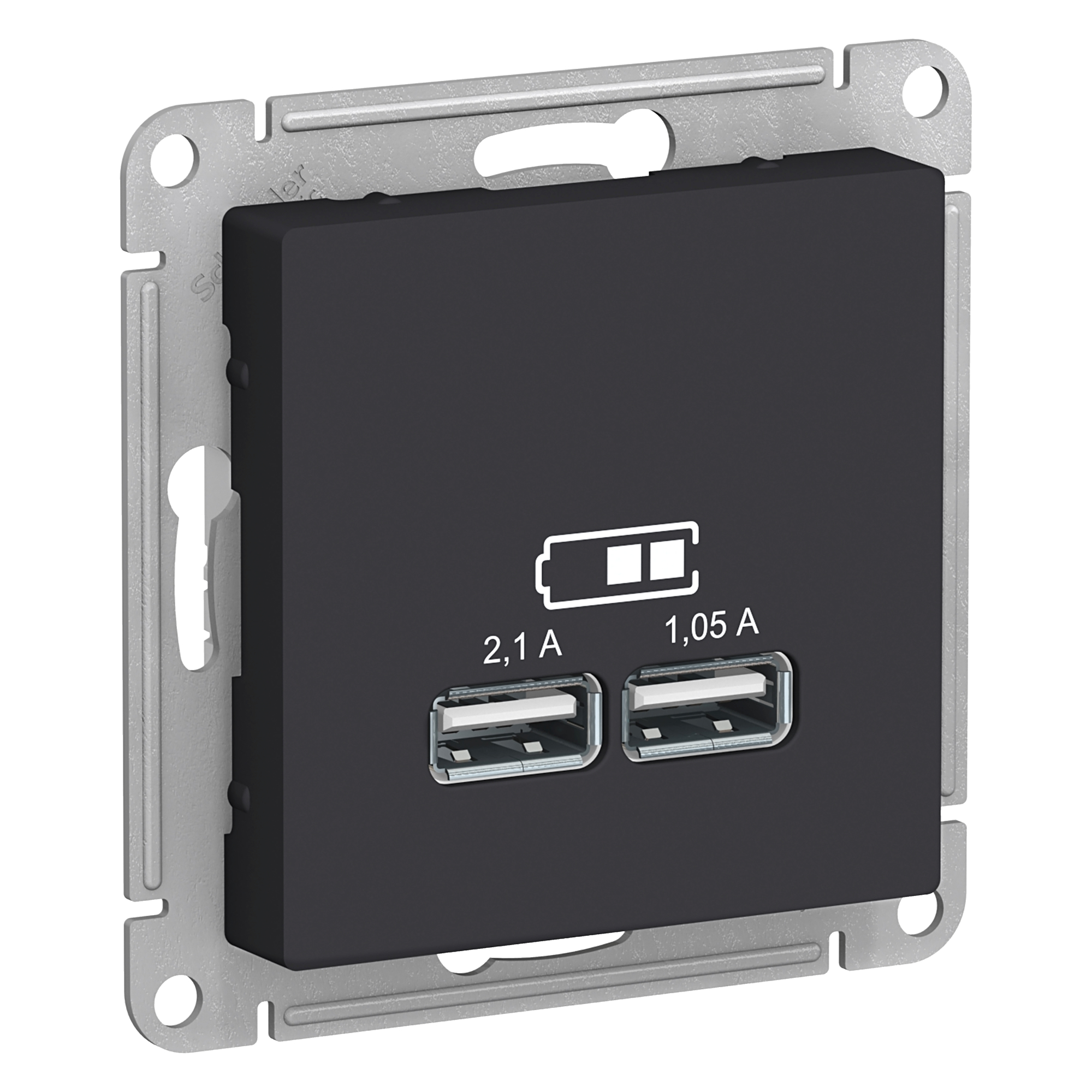 Мех-м с накладкой USB с надписью с/у антрацит AtlasDesign Schneider Electric 